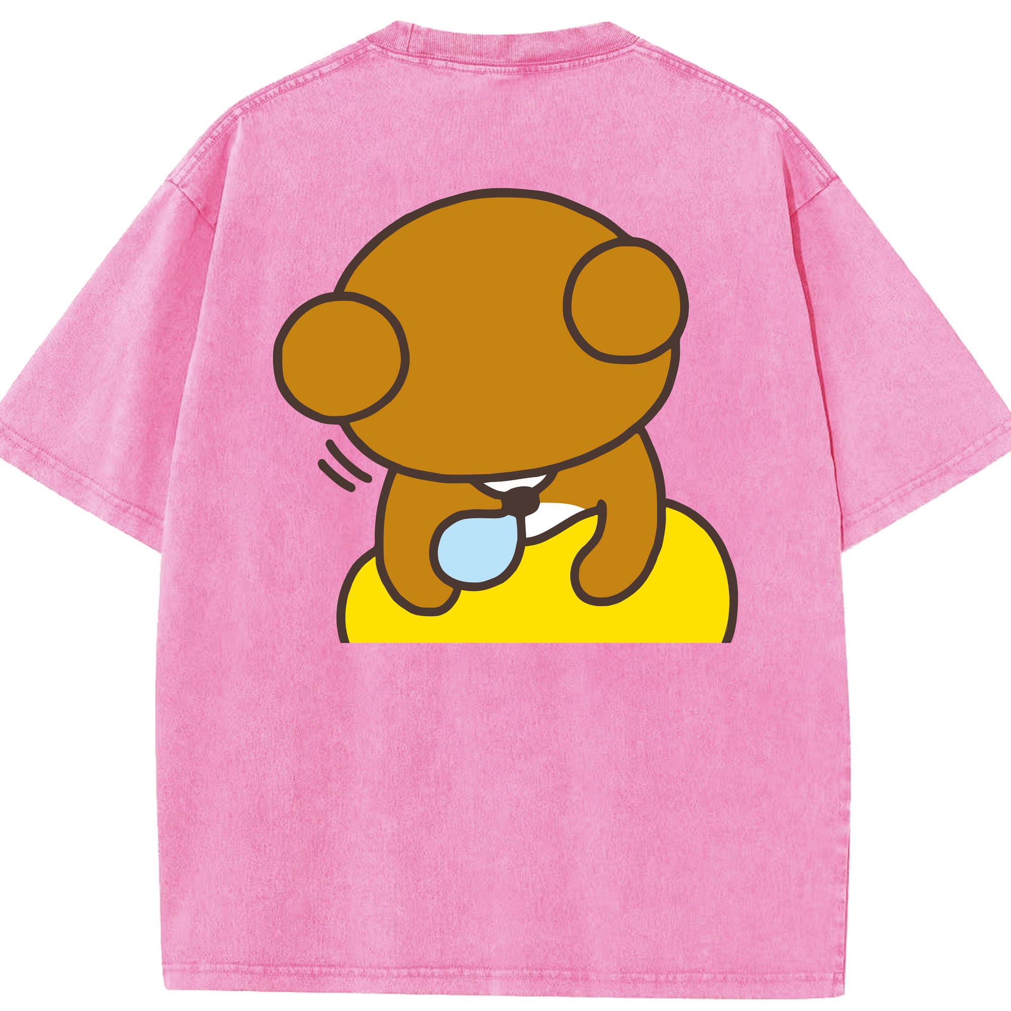 （画像用） リラックマ リラックマ キイロイトリ Rilakkuma Korilakkuma Kiiroitori 綿100% ヴィンテージ風 半袖Tシャツ（背面プリント）